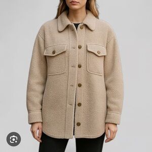 NWOT Joie Neutral Beige Sherpa Jacket Size L